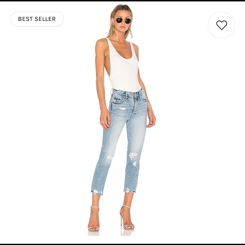 MOTHER Light Wash Distressed Crop Jeans